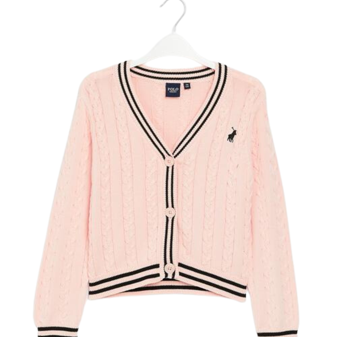 Polo Kids Girls Ashley Cable Knitted Cardigan Pink