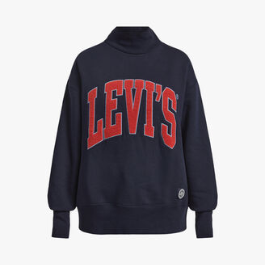 Levis Ladies Graphic Gardenia Crew LG Collegiate Sweater Navy