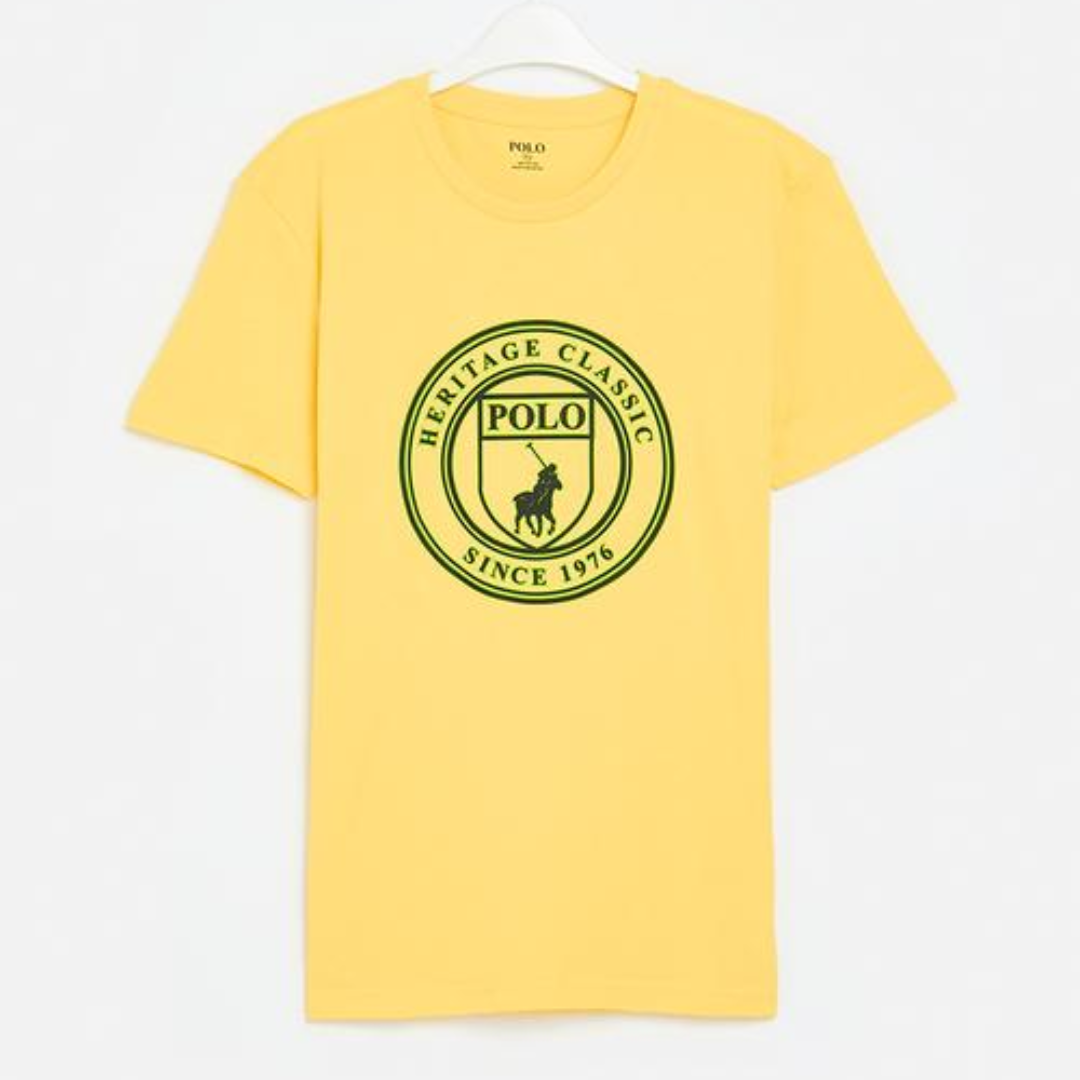 Polo Kids Boys Corey Crest Printed Yellow Tshirt