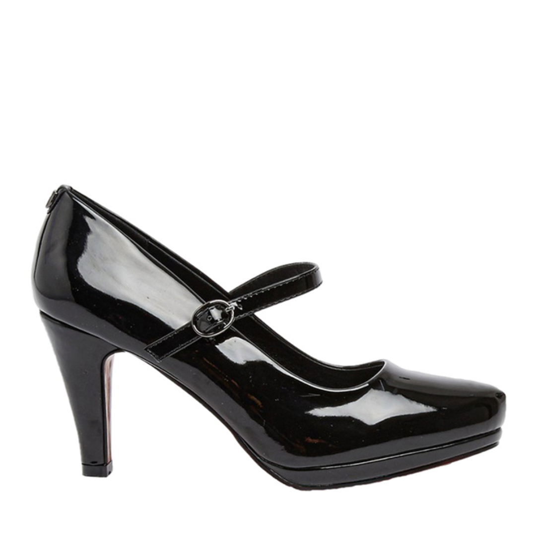 Pierre Cardin Liane Ladies Black Patent Block Heel
