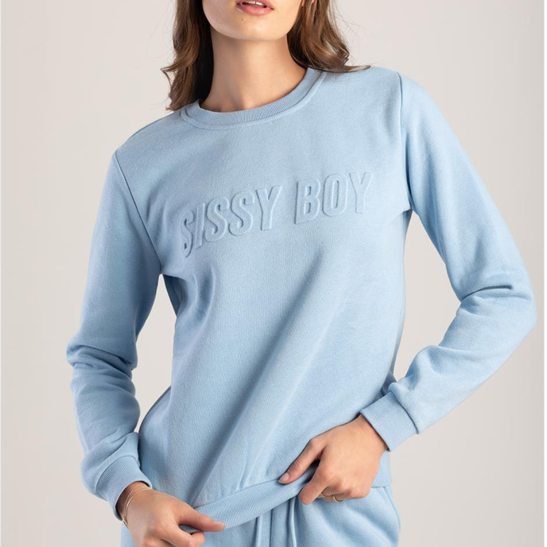 Sissy Boy Ladies Basic Embossed Logo Blue Sweat