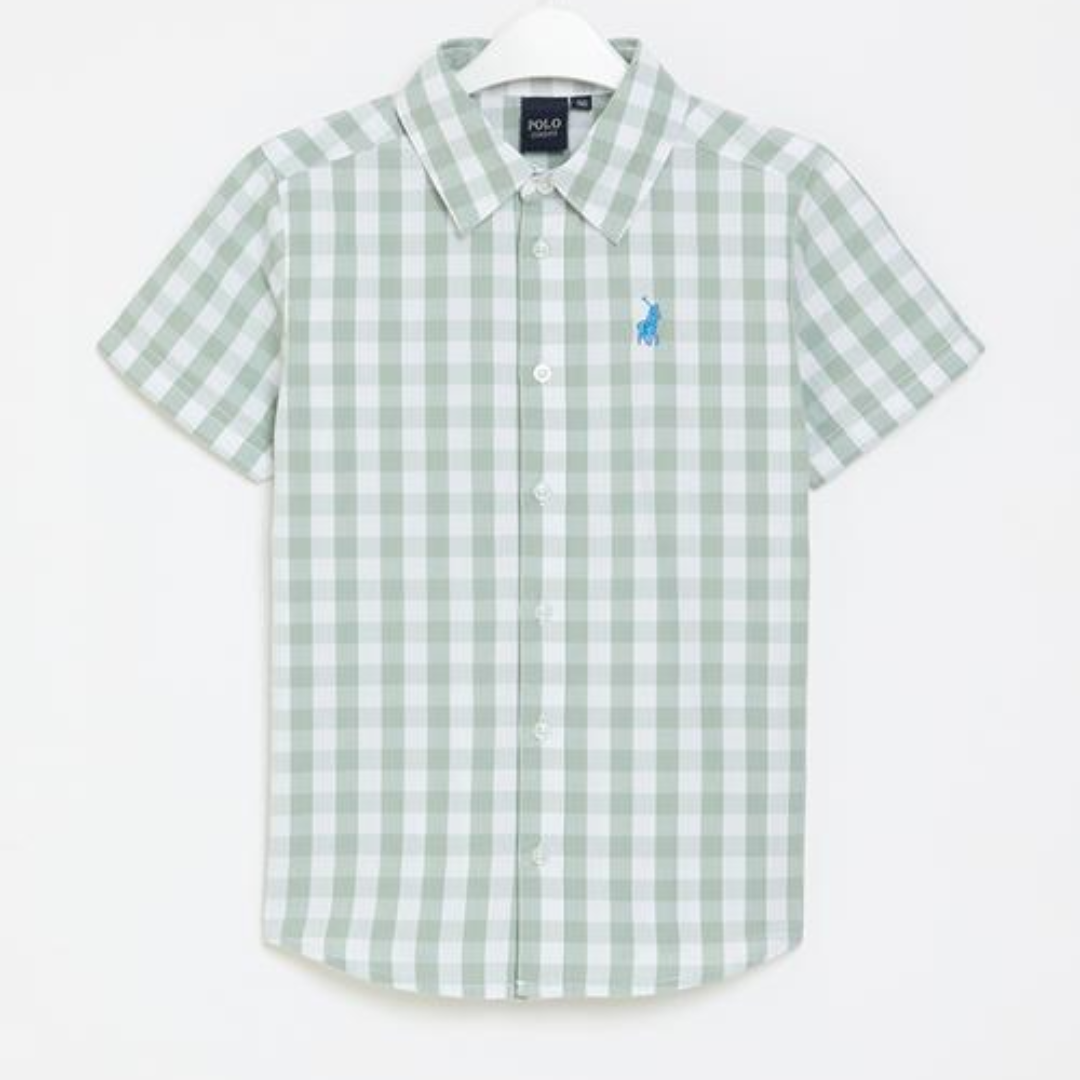 Polo Kids Boys Denis Checked SS Shirt Oyster