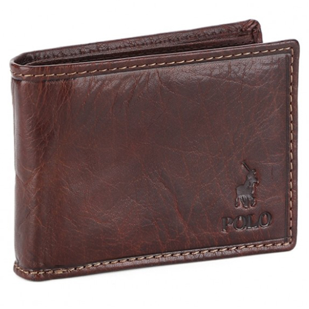 Polo Mens Hamilton Coin Billfold With Top Cabrownap  Genuine Leather Purse
