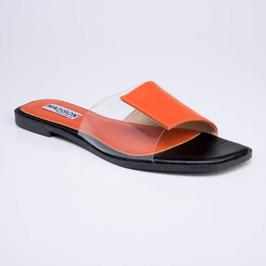 Madison Vinyl Flat Fashion Sandal Orange