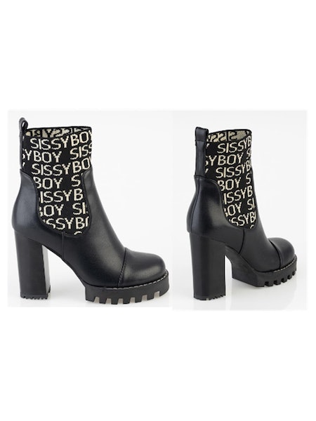 Sissy Boy Ladies Printed Sock Boot Black
