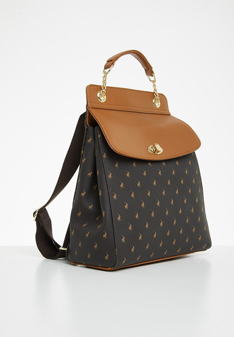 Polo Ladies Iconic Flapover Backpack Brown